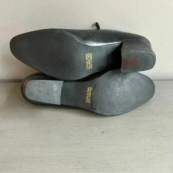 Jennifer Moore Leather Pointed Toe Lace Up Black Block Heels Women Size 9 Brazil - Picture 12 of 14